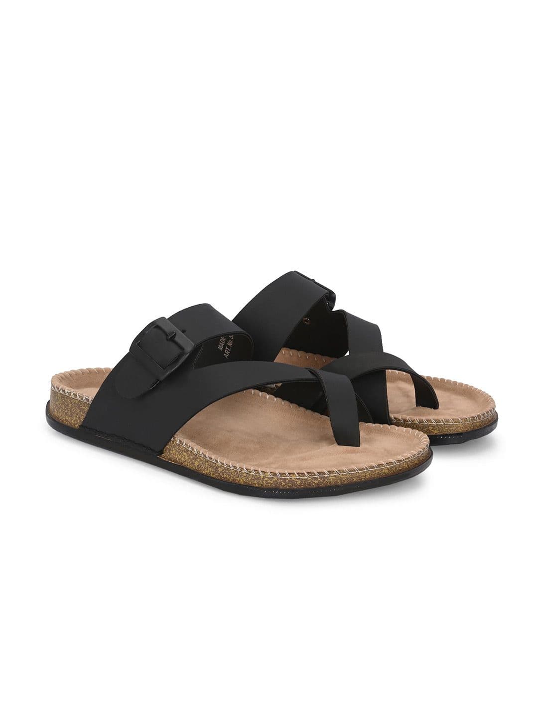 Azzaro Black Men One Toe Comfort Sandal - view 1