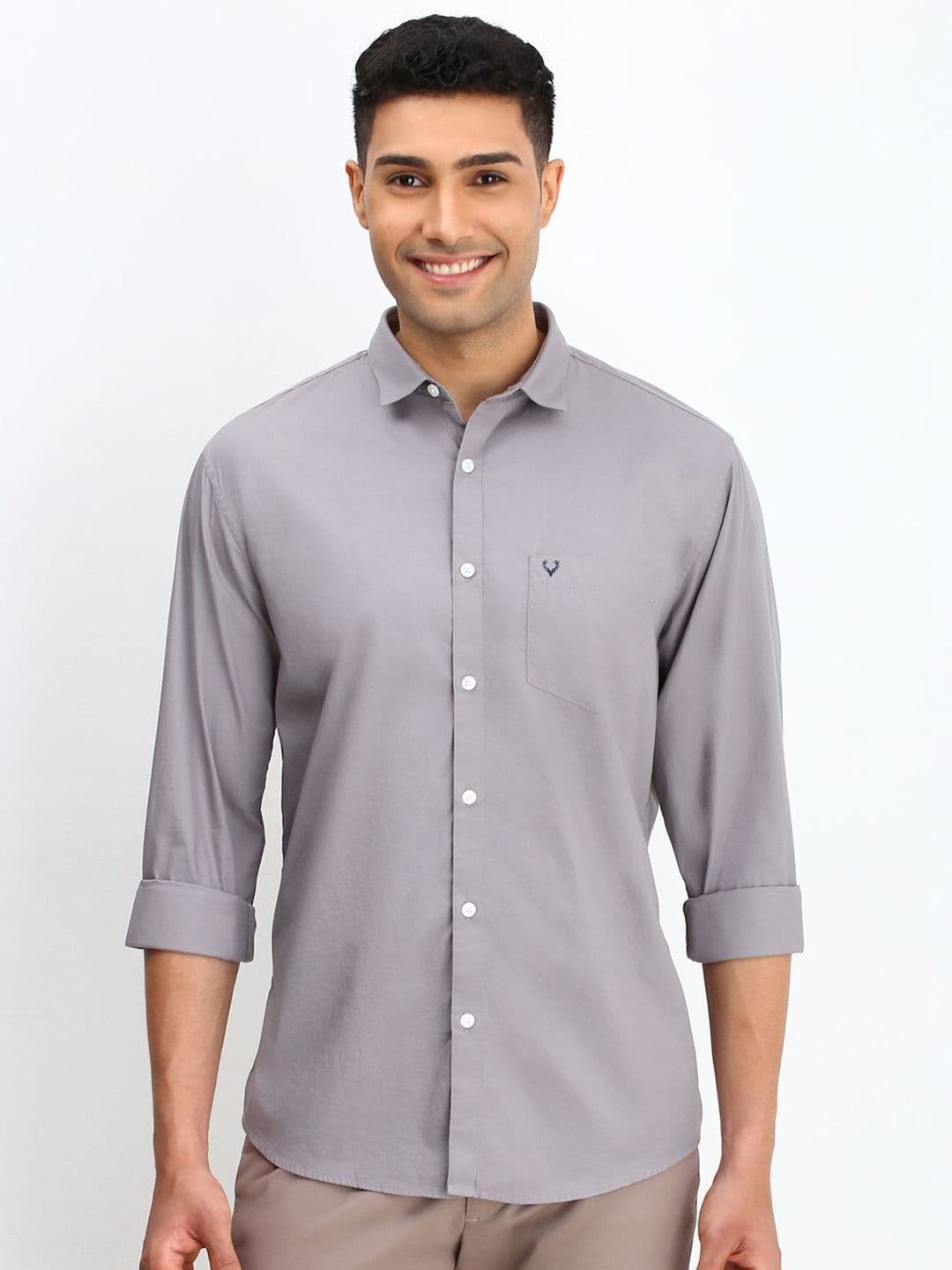 Allen Solly Men Spread Collar Solid Cotton Slim Fit Casual Shirt - view 1