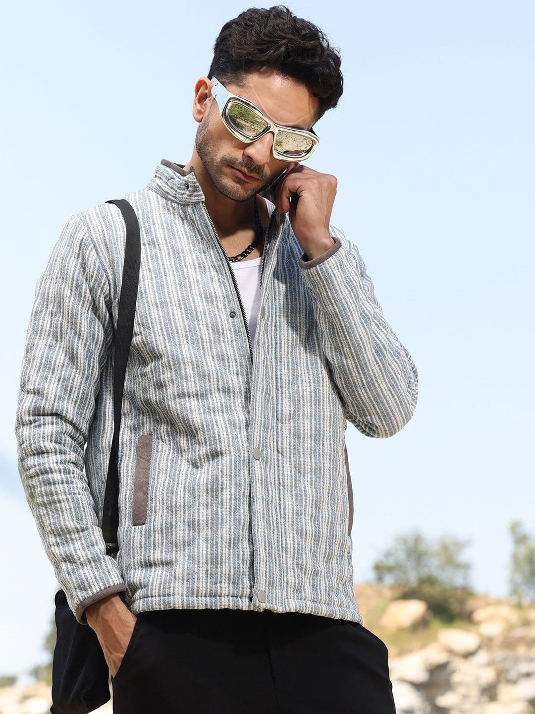 CAHOOT Men Cotton Striped Lightweight Bomber Jacket - view 1