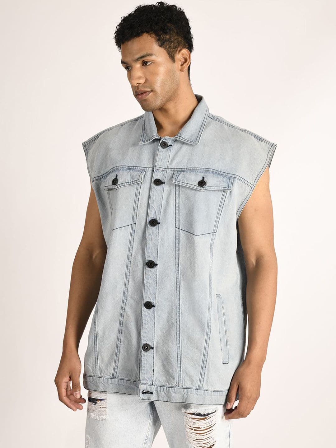 The Roadster Lifestyle Co. Men Solid Oversized Pure Cotton Denim Jacket - view 1