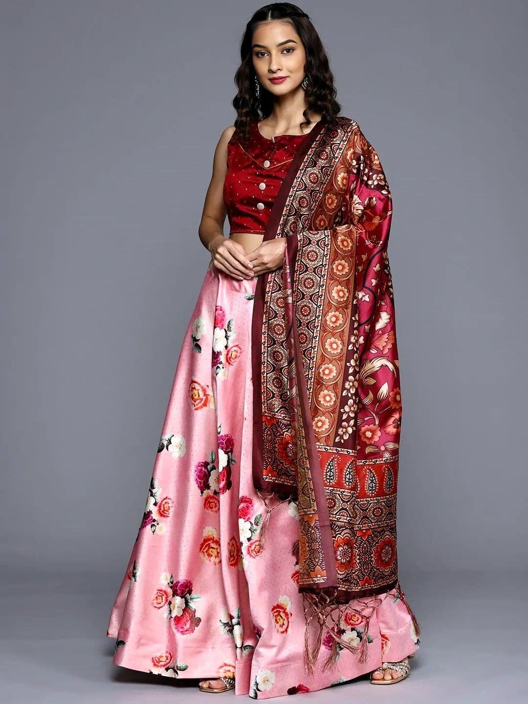 Kaizen TEXO FAB Printed Semi-Stitched Lehenga & Unstitched Blouse with Dupatta - view 1