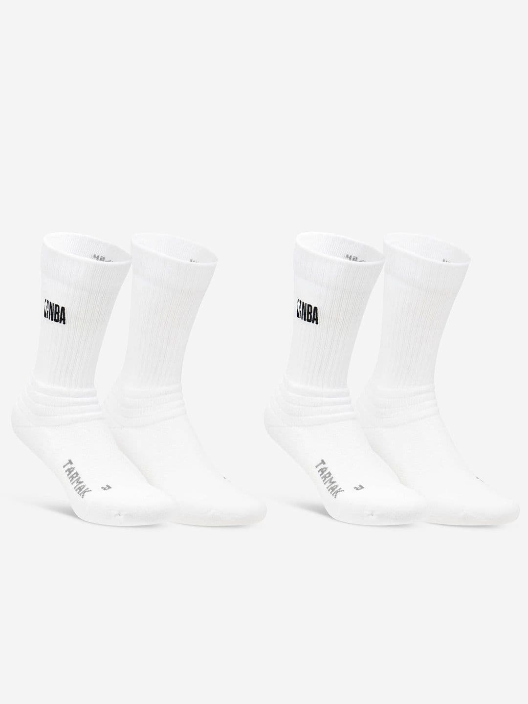 Decathlon Tarmak - Unisex White SO900 NBA Breathable Basketball Socks Pack of 2 - view 1