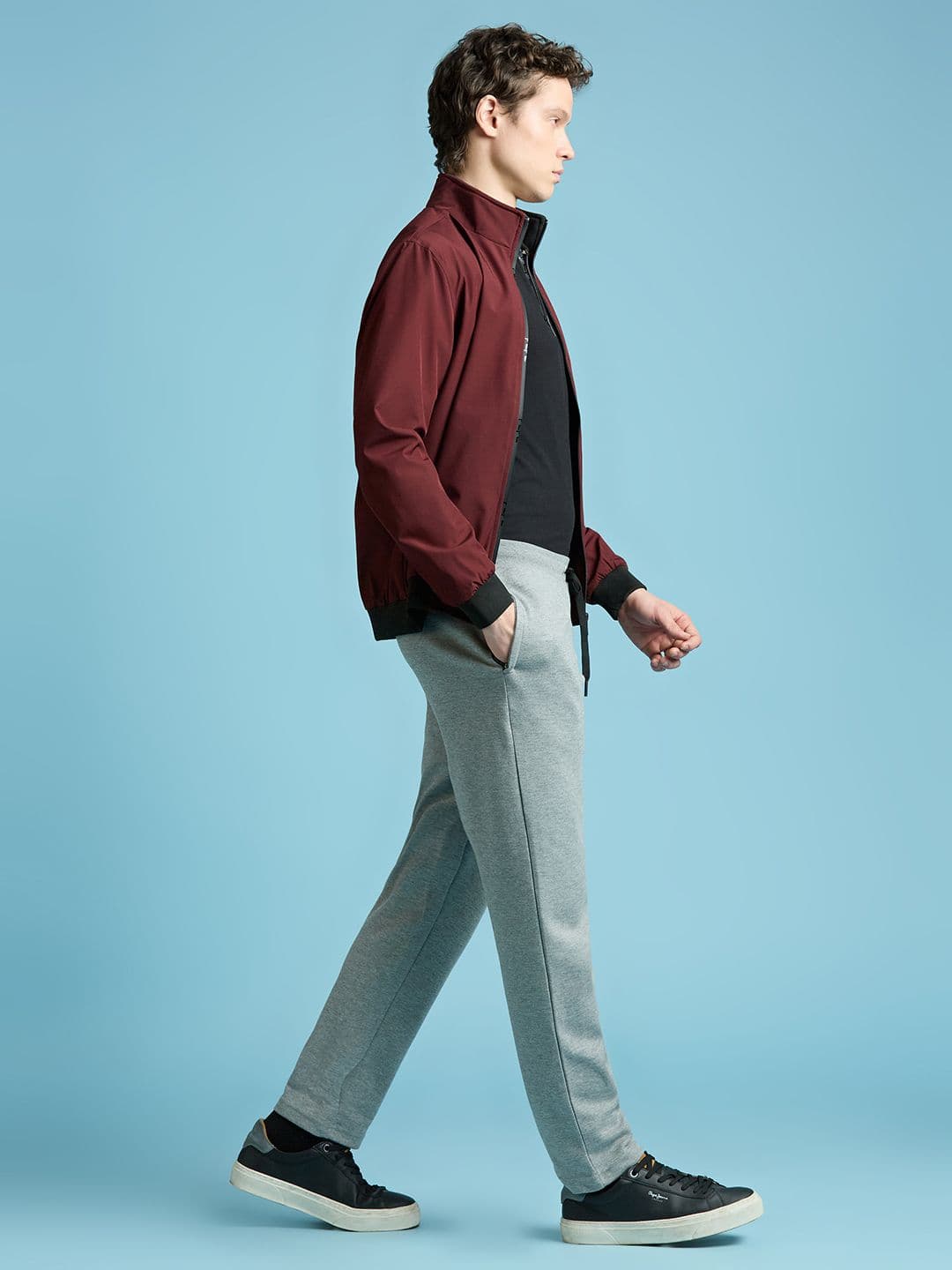 Pepe Jeans Men Mock Collar Solid Casual Open Front Jacket - view 1