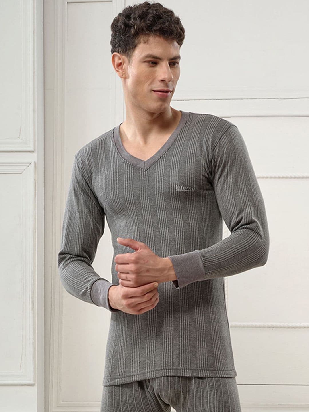 INFERNO Men V Neck Fullslevee Thermal Vest - view 1