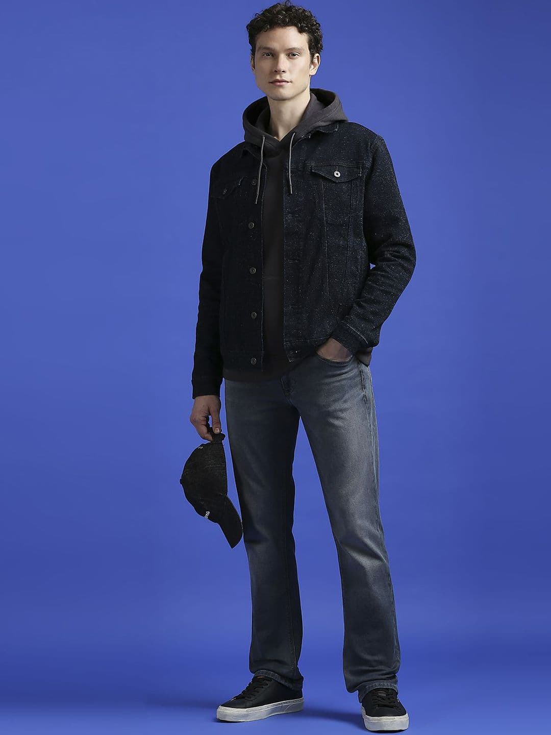 Pepe Jeans Men Spread Collar Abstract Printed Cotton Casual Denim Jacket - view 1