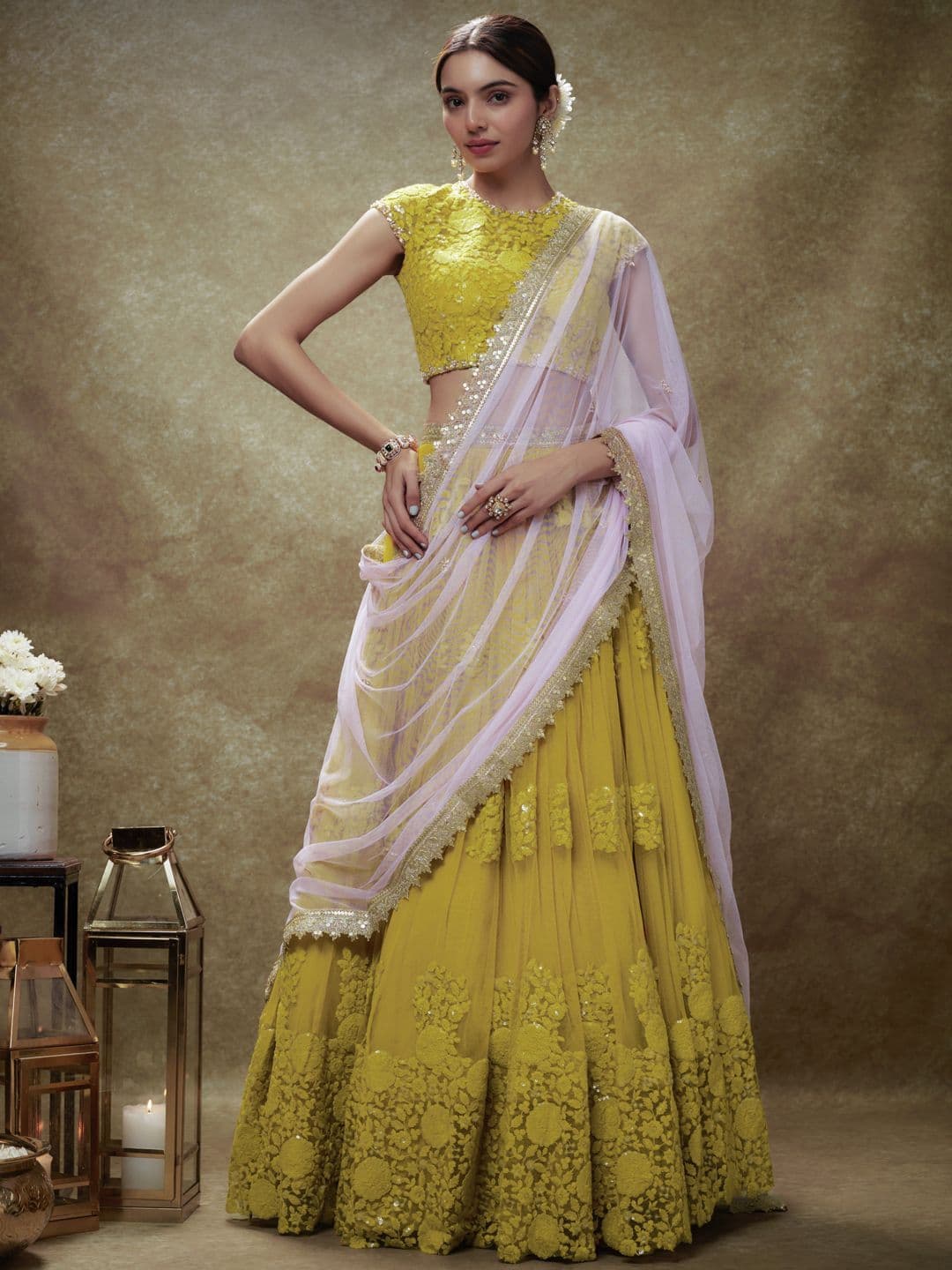 Renee Label Embroidered Ready to Wear Lehenga & Blouse With Dupatta - view 1