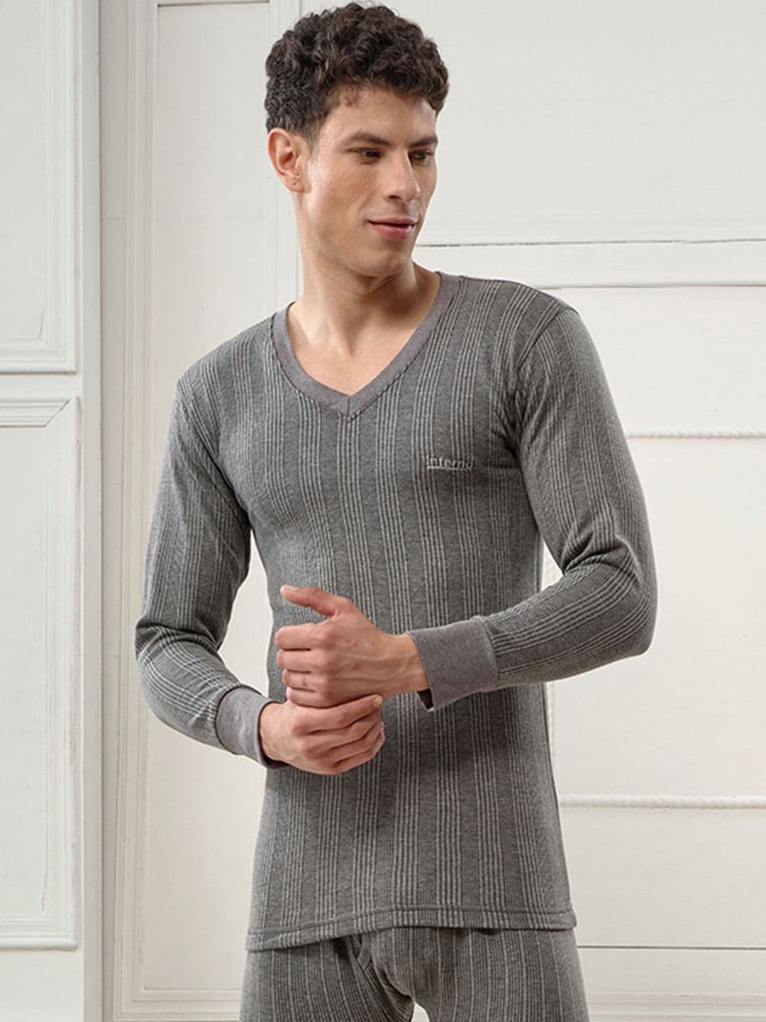 INFERNO Men V Neck Fullslevee Thermal Vest - view 1