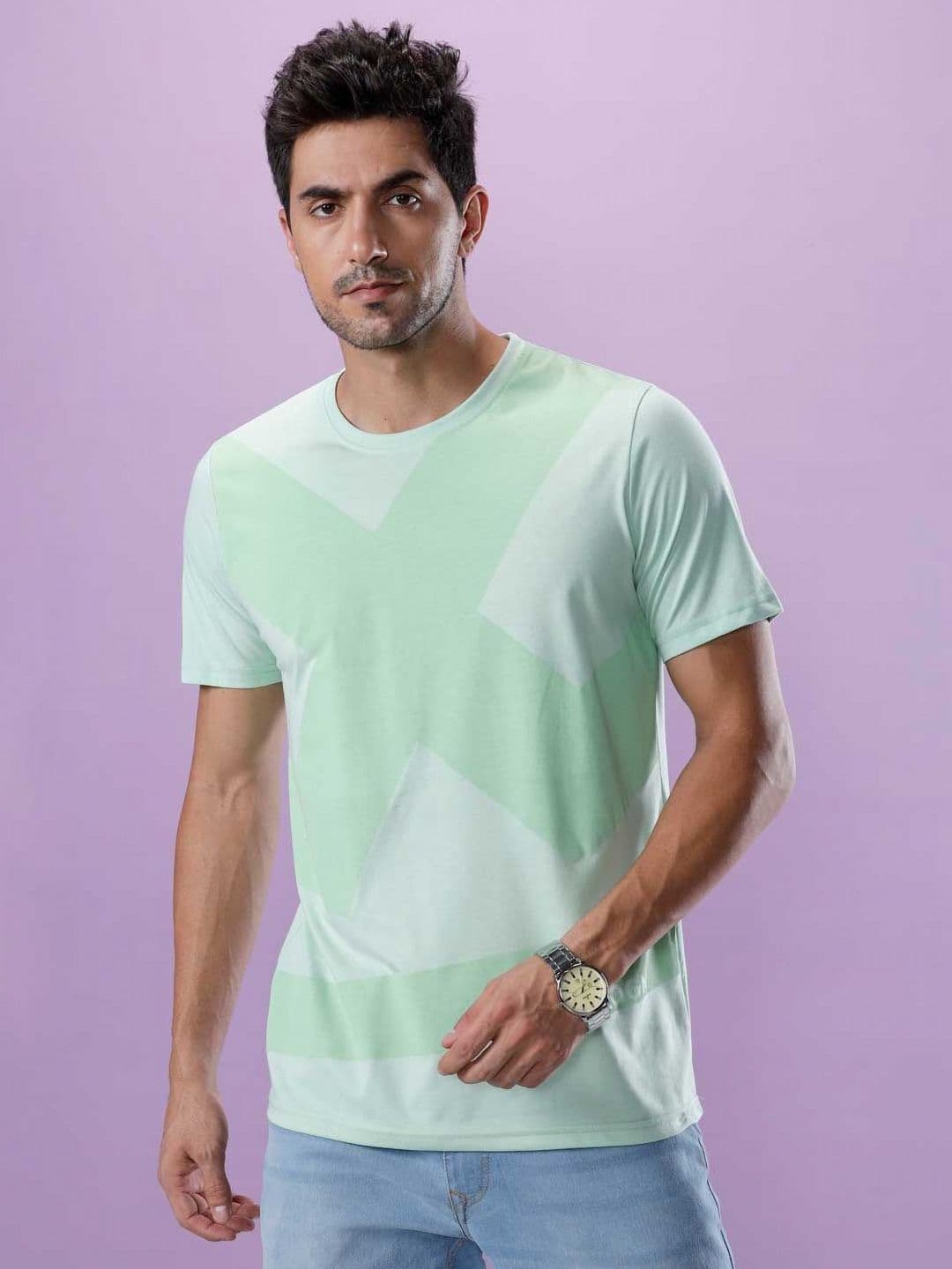 WROGN Men Abstract Printed Round Neck Pure Cotton T-shirt - view 1