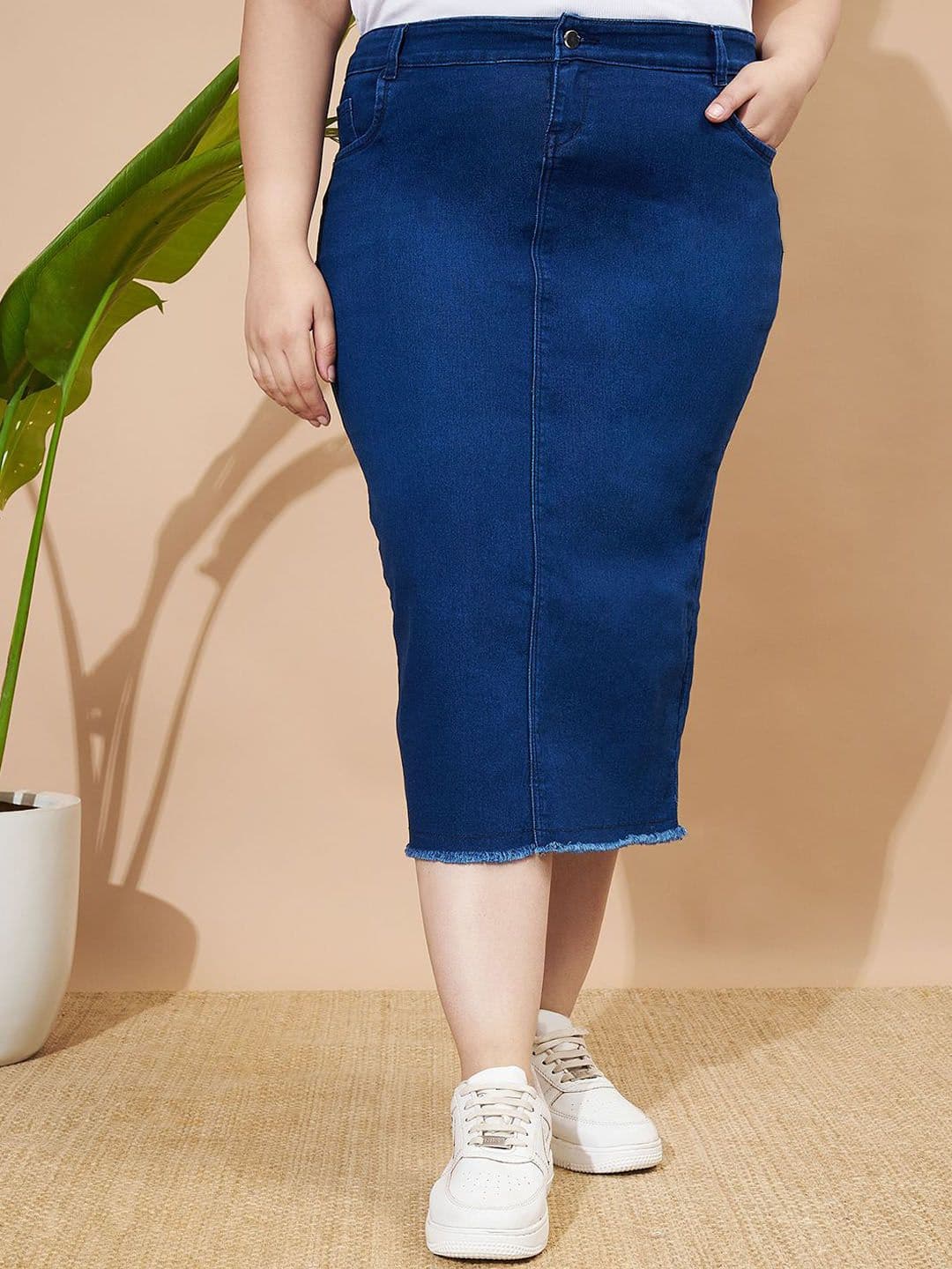 Purple Feather Plus Size Pencil Midi Skirt - view 1