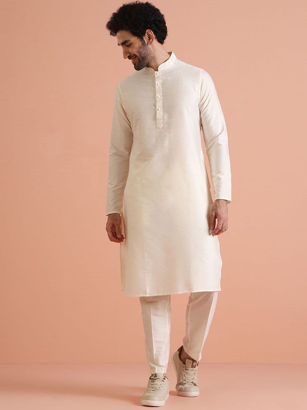 KISAH Mandarin Collar Pastel Straight Kurta - view 1