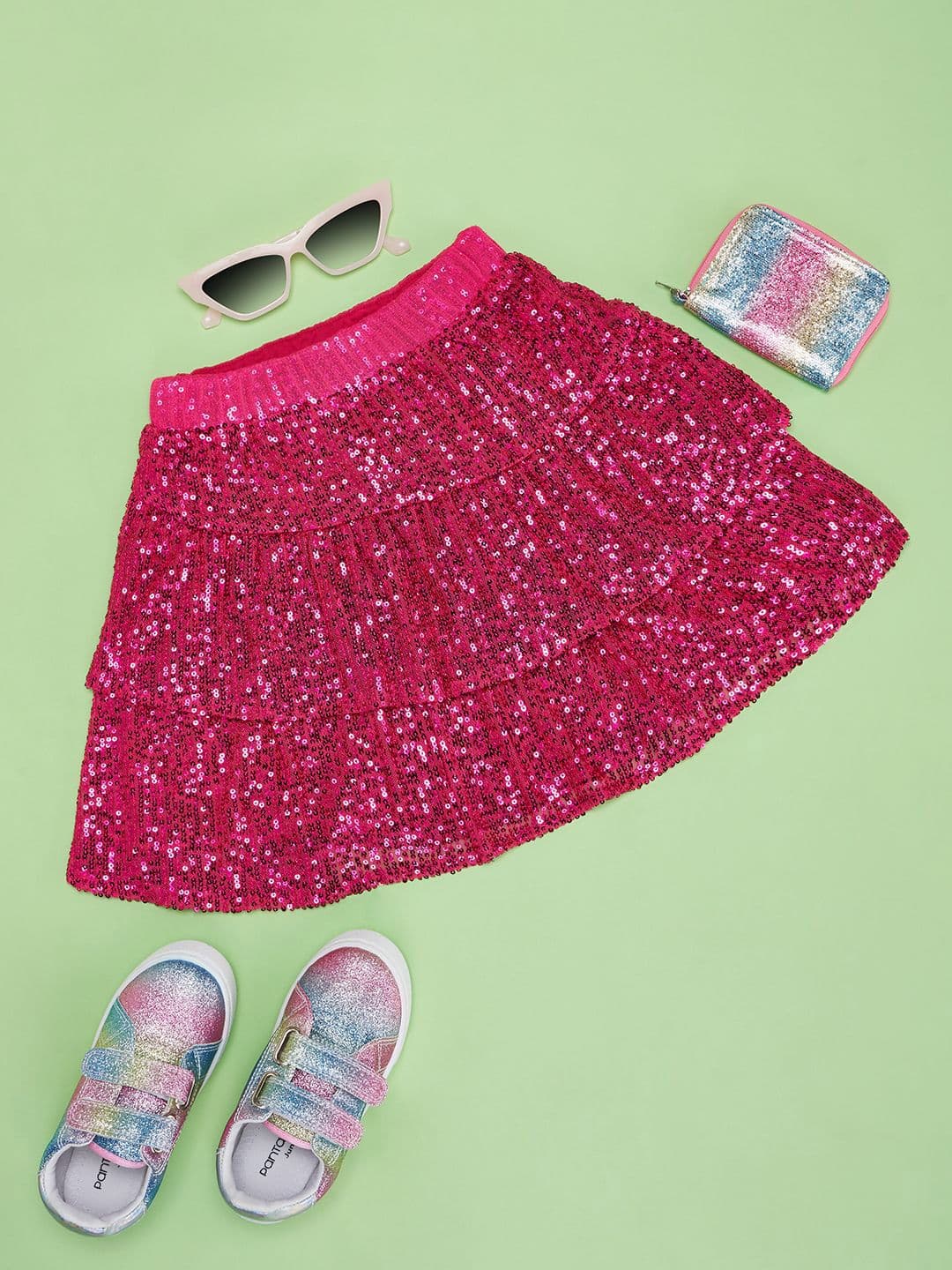Pantaloons Junior Girls Embellished Tiered Mini Skirt - view 1
