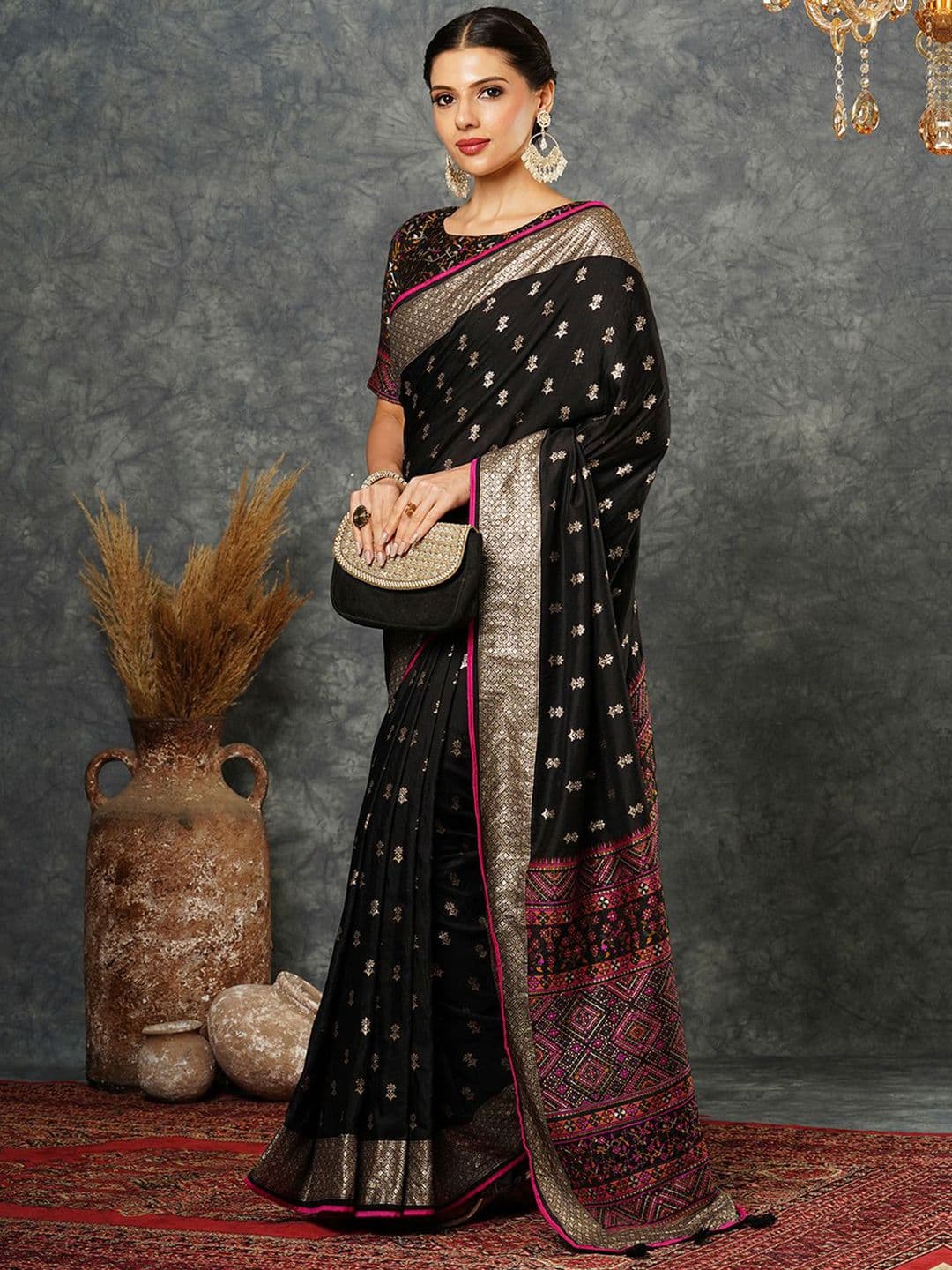 Satrani Ethnic Motifs Woven Design Zari Banarasi Saree - view 1