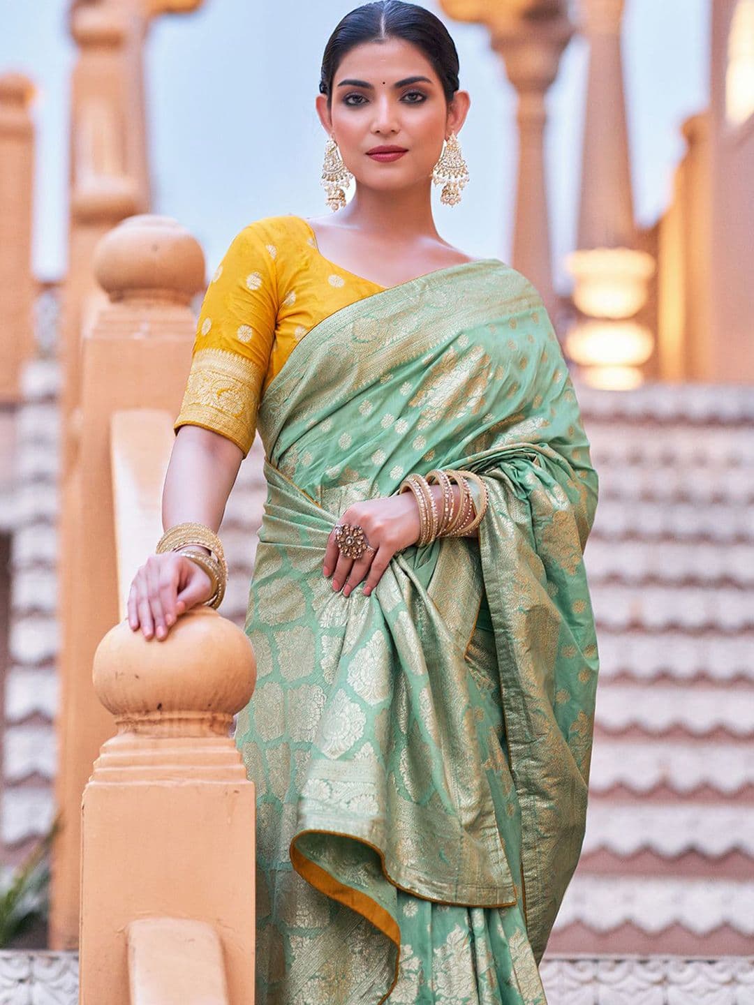 Satrani Ethnic Motifs Woven Design Zari Kanjeevaram Saree - view 1