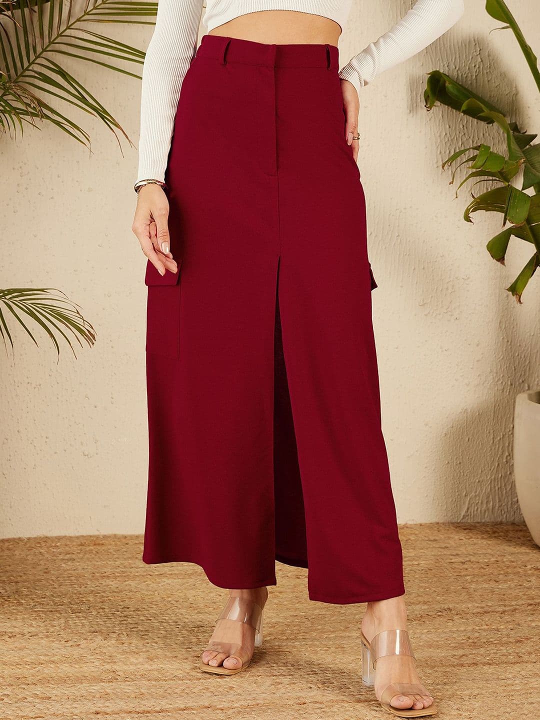 ZYNG A-Line Midi Skirt with Elastic Waistband - view 1