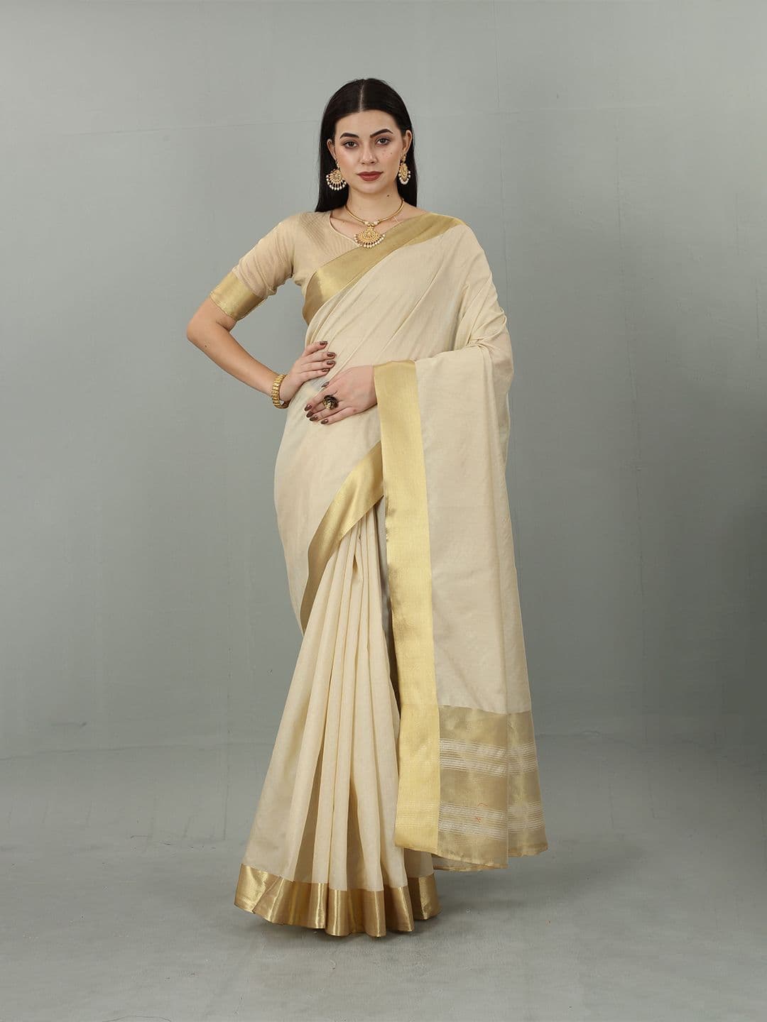 THE52 Zari Kasavu Saree - view 1