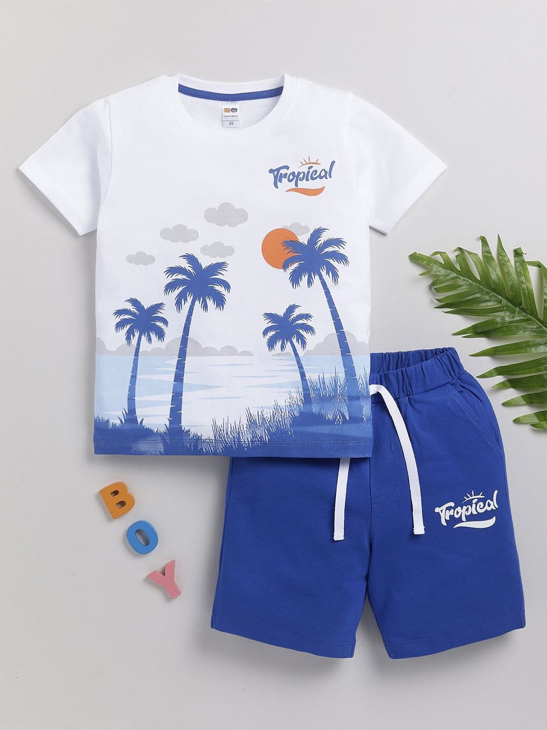 LITTLE NINJA Boys Printed Pure Cotton T-shirt with Shorts - view 1