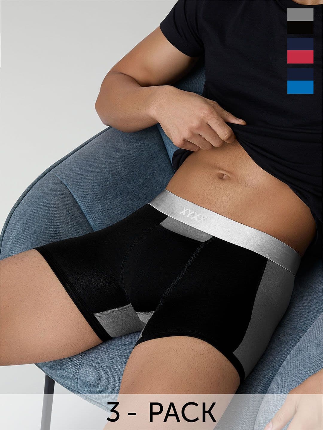 XYXX Men IntelliSoft Antimicrobial Micro Modal Pack of 3 Illuminati Trunks XYTRNK3PCKN352 - view 1