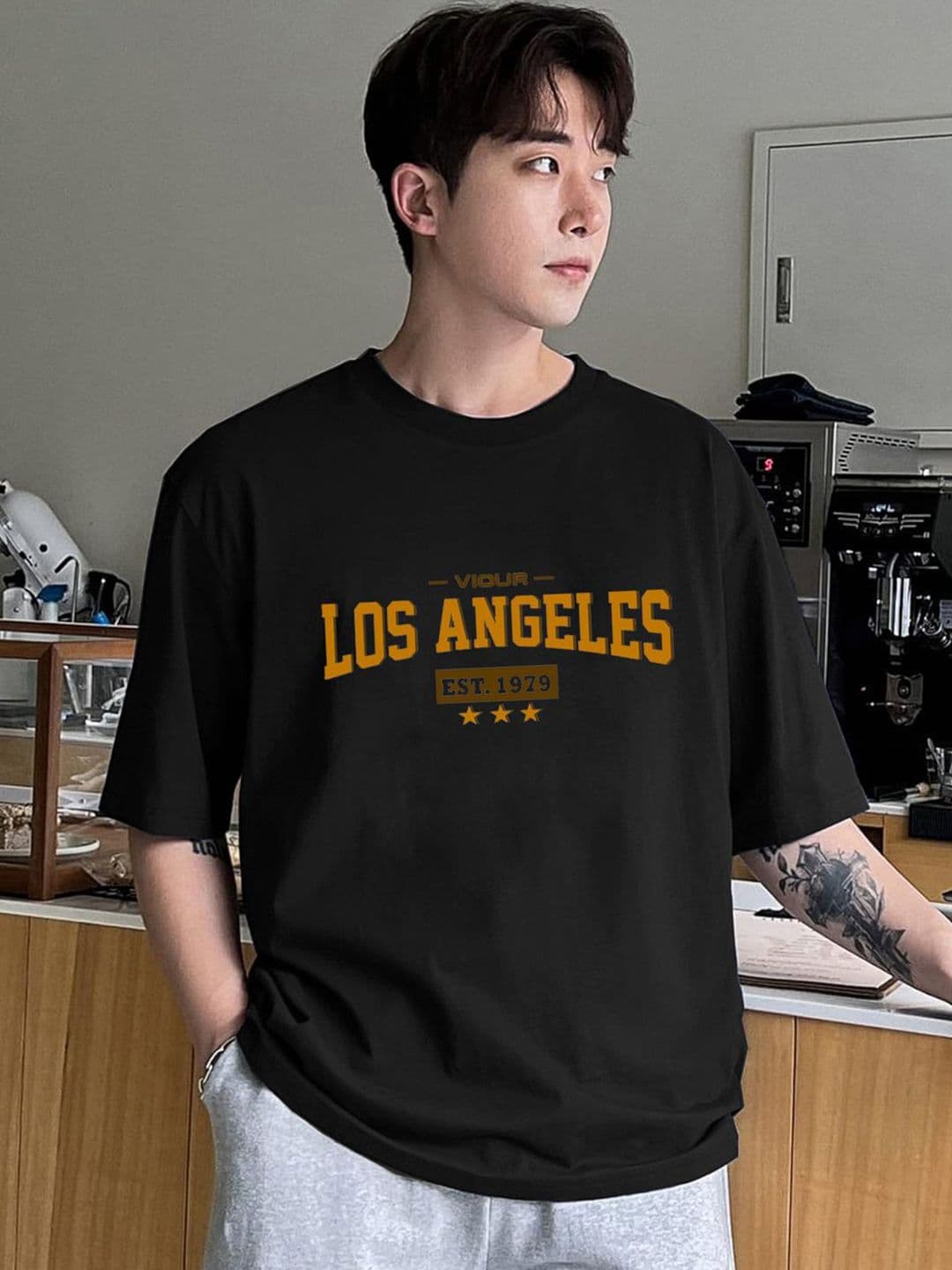 CLAFOUTIS Men Typography Printed Round Neck Cotton Oversized T-shirt - view 1