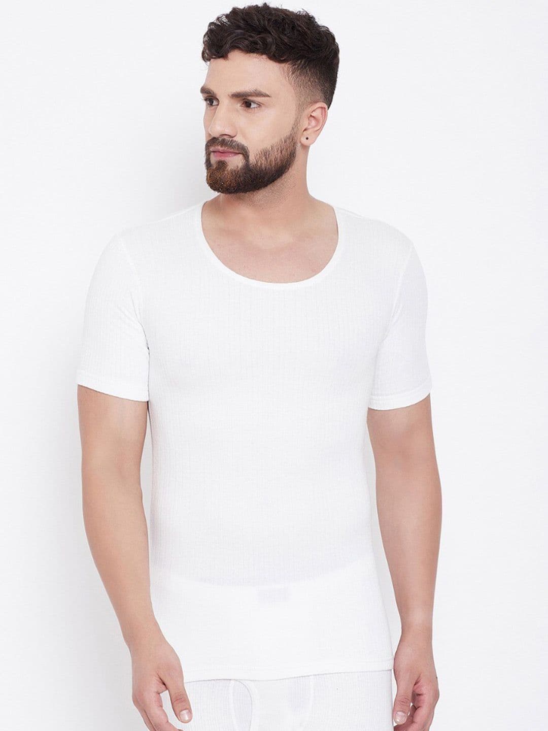 NEVA Men Off-White Solid Cotton Thermal Tops - view 1