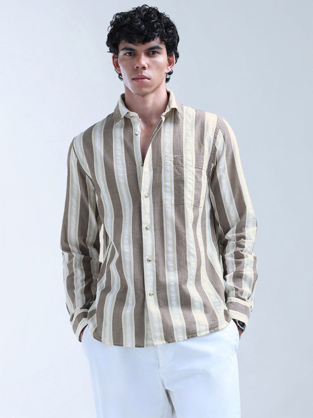 Flying Machine Men Classic Opaque Striped Casual Shirt - view 1