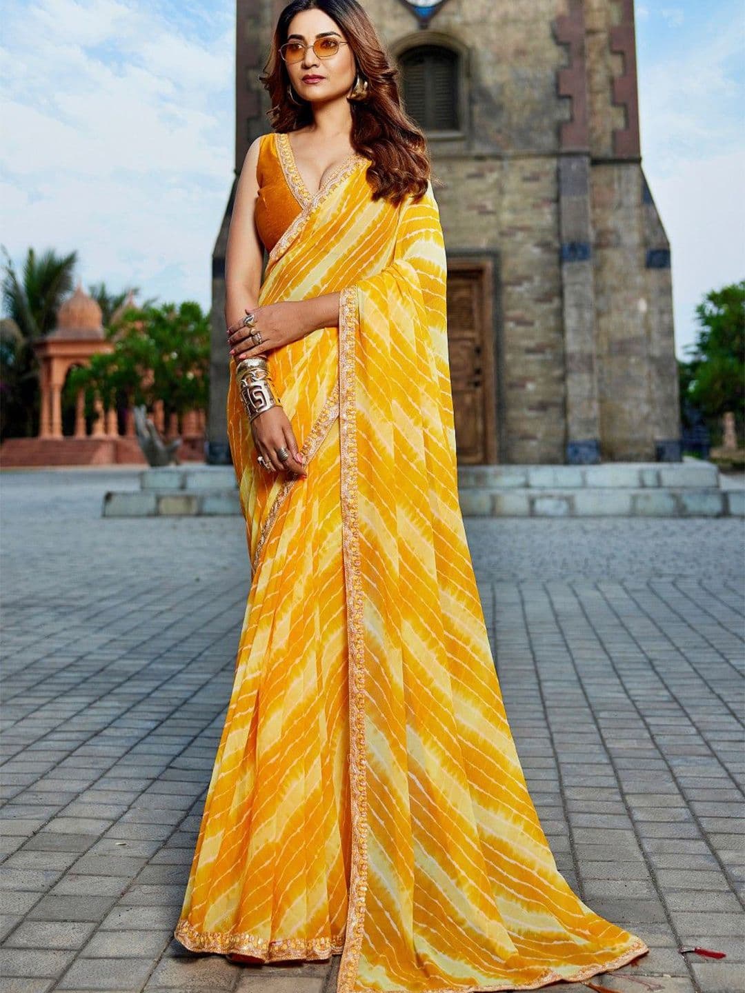 Mitera Bandhani Sequinned Pure Georgette Bandhani Saree - view 1