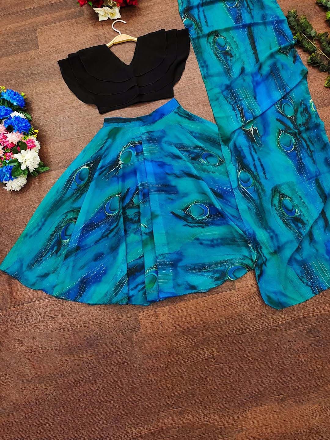 BAESD Girls Embellished Tie and Dye Ready to Wear Lehenga & Blouse With Dupatta - view 1