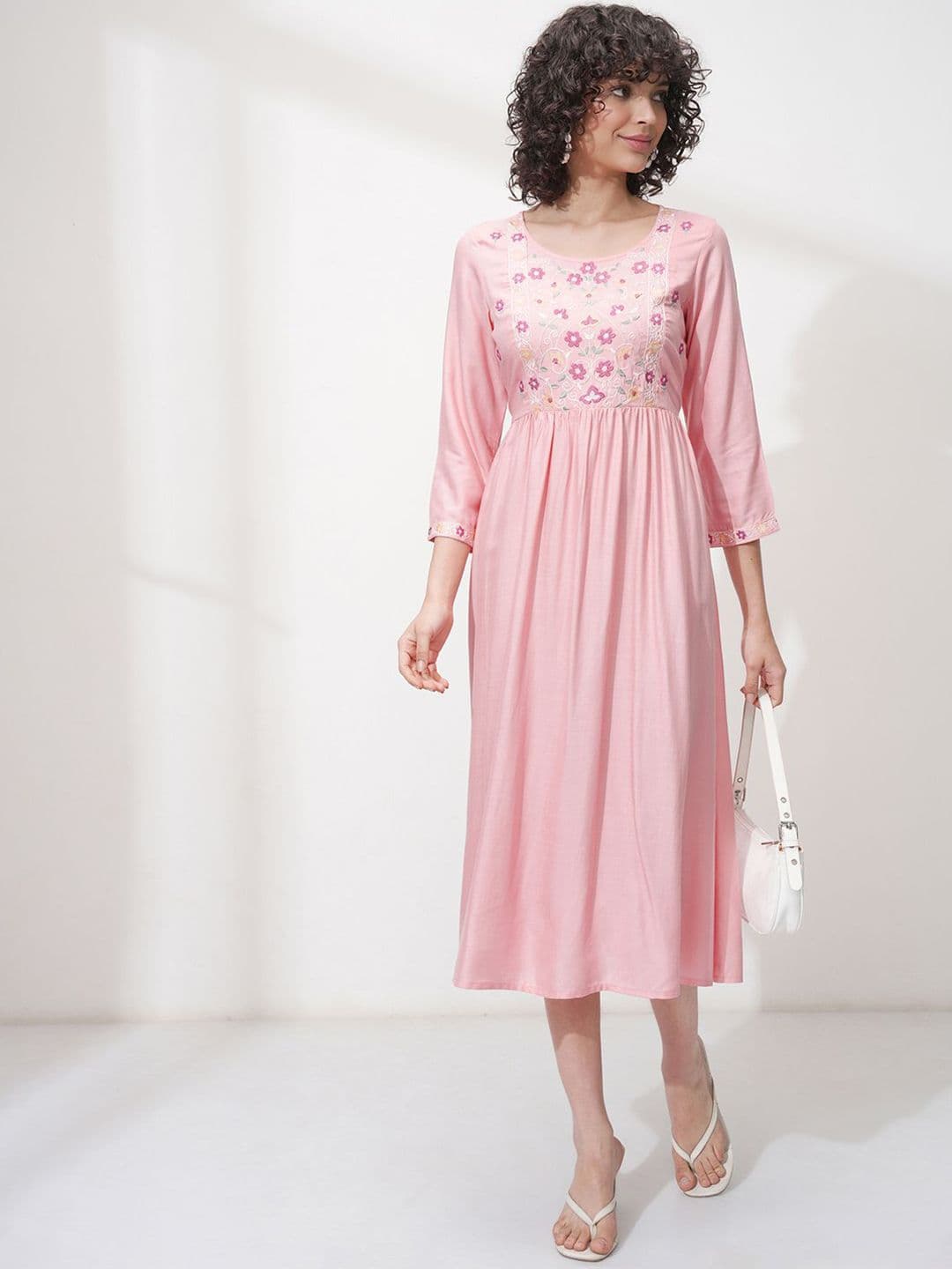 Vishudh Floral Embroidered Thread Work A-Line Ethnic Dress - view 1