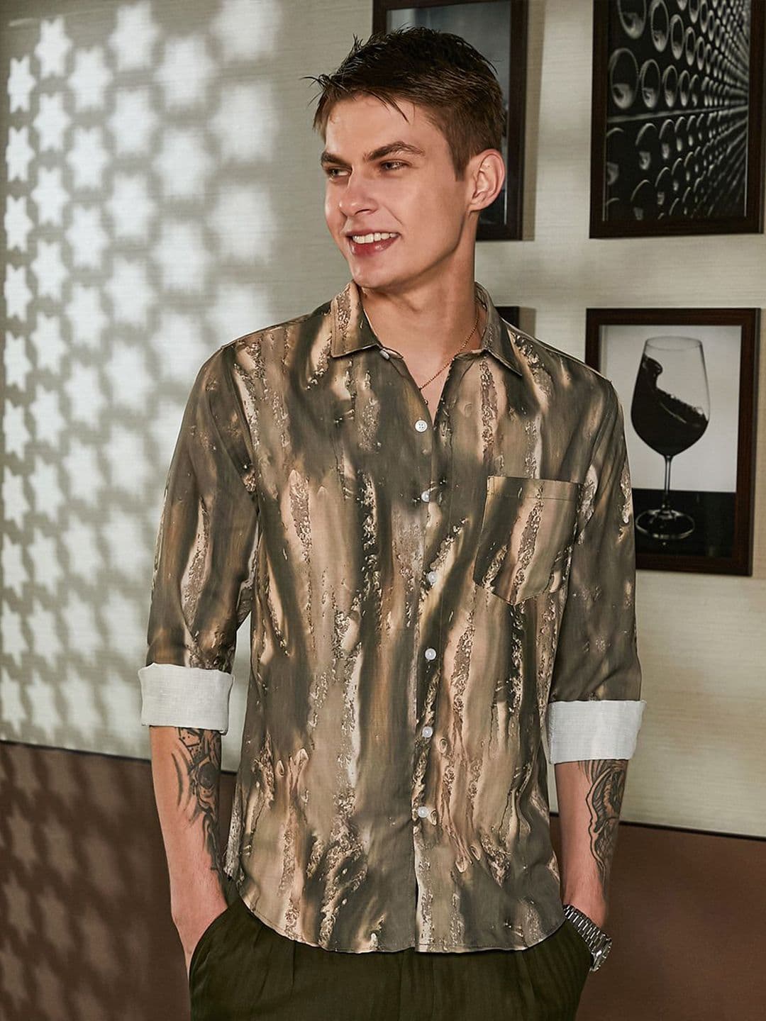 CAHOOT Men Classic Printed Spread Collar Shirt - view 1