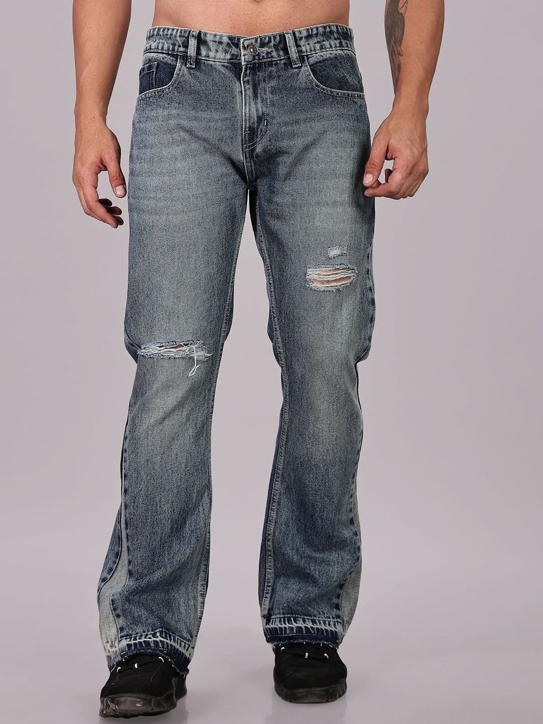 FOUL CHILD Men Flared Mid-Rise Mildly Distressed Jeans - view 1