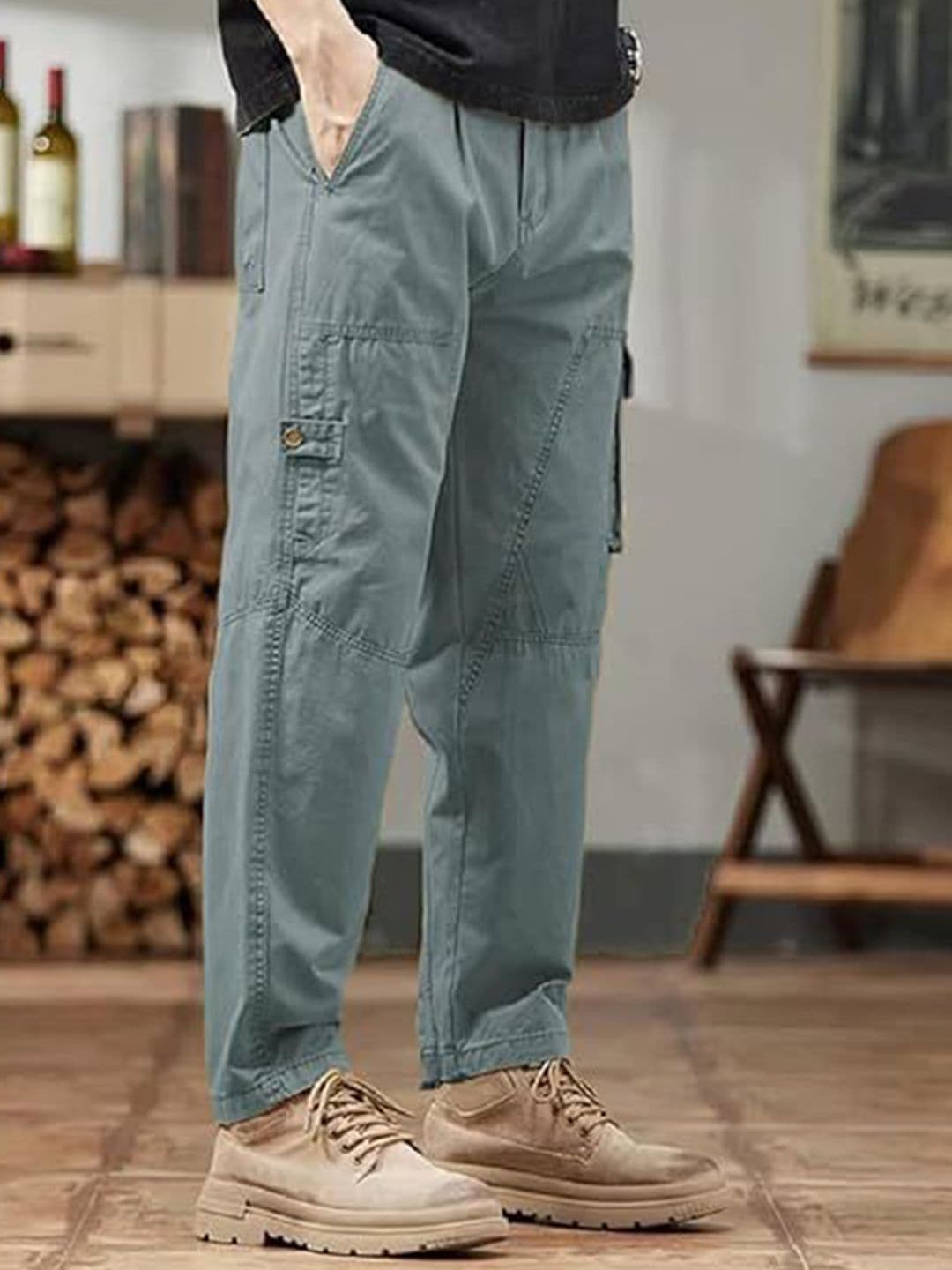 R.Code by The Roadster Life Co. Men Regular Fit High Rise Cotton Cargo Trousers - view 1