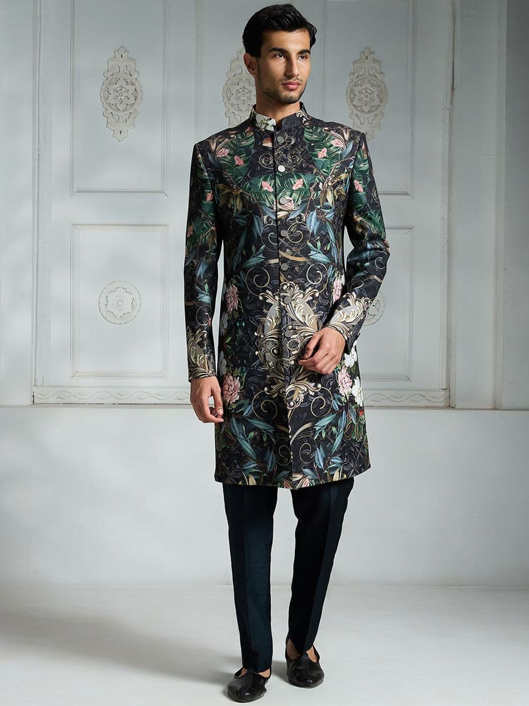 Rivaar By Rocky Star Floral Printed Sherwani Set