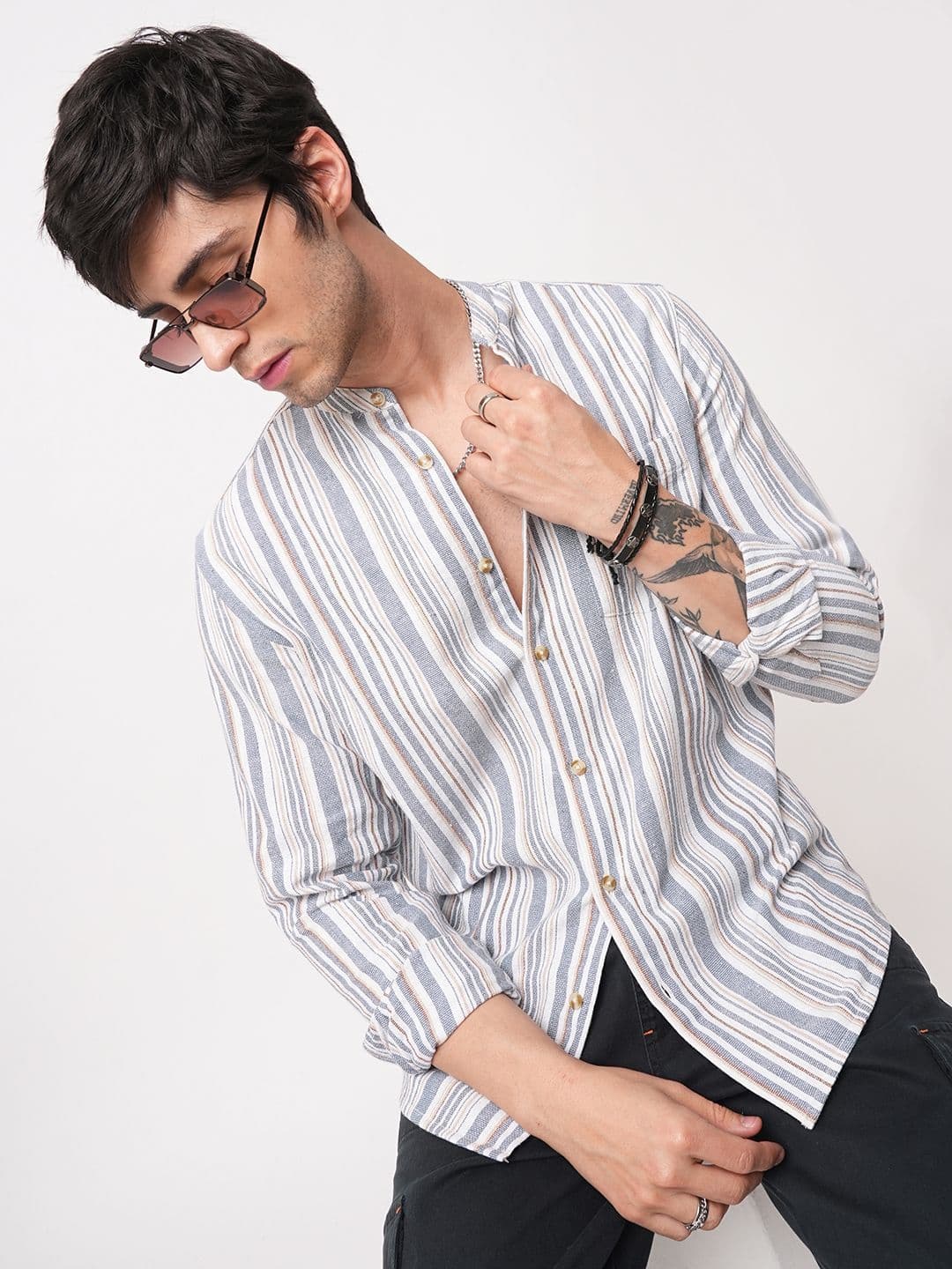 VASTRADO Men Classic Slim Fit Striped Pure Cotton Casual Shirt - view 1