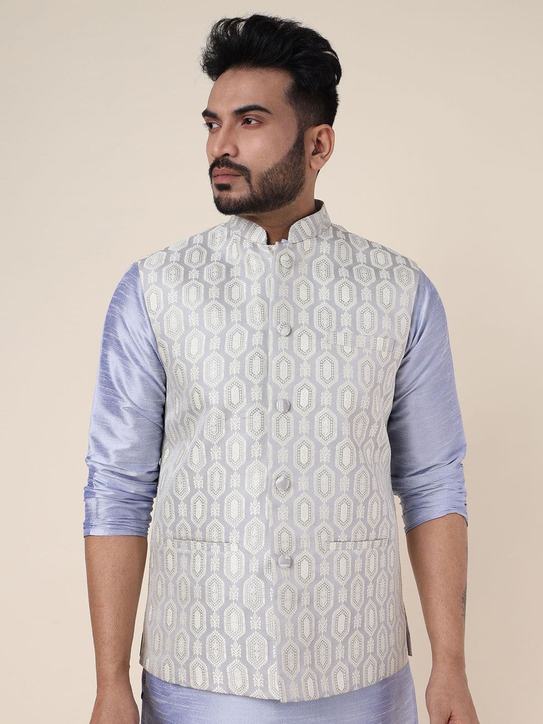 W & G Woven Design Nehru Jacket - view 1