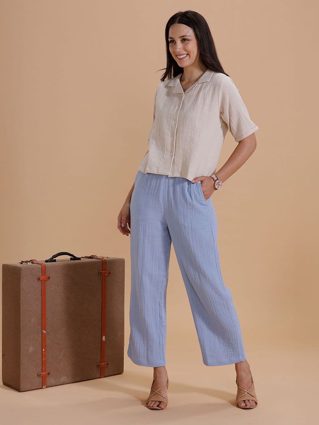 De Moza Women Knitted Ethnic Palazzos - view 1