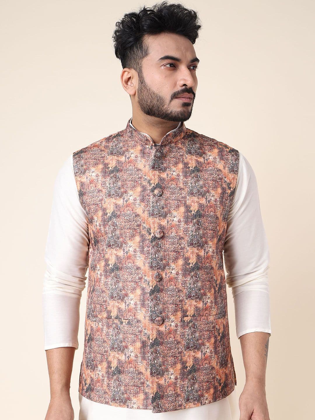 W & G Printed Nehru Jacket - view 1