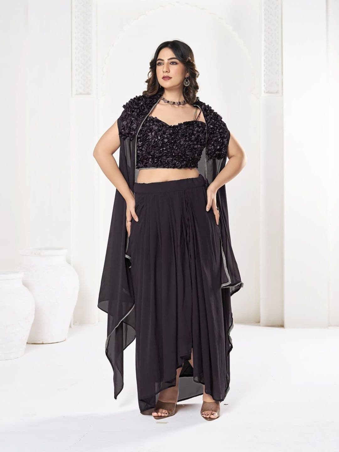 Warthy Ent Embroidered Semi-Stitched Lehenga & Unstitched Blouse With Dupatta - view 1