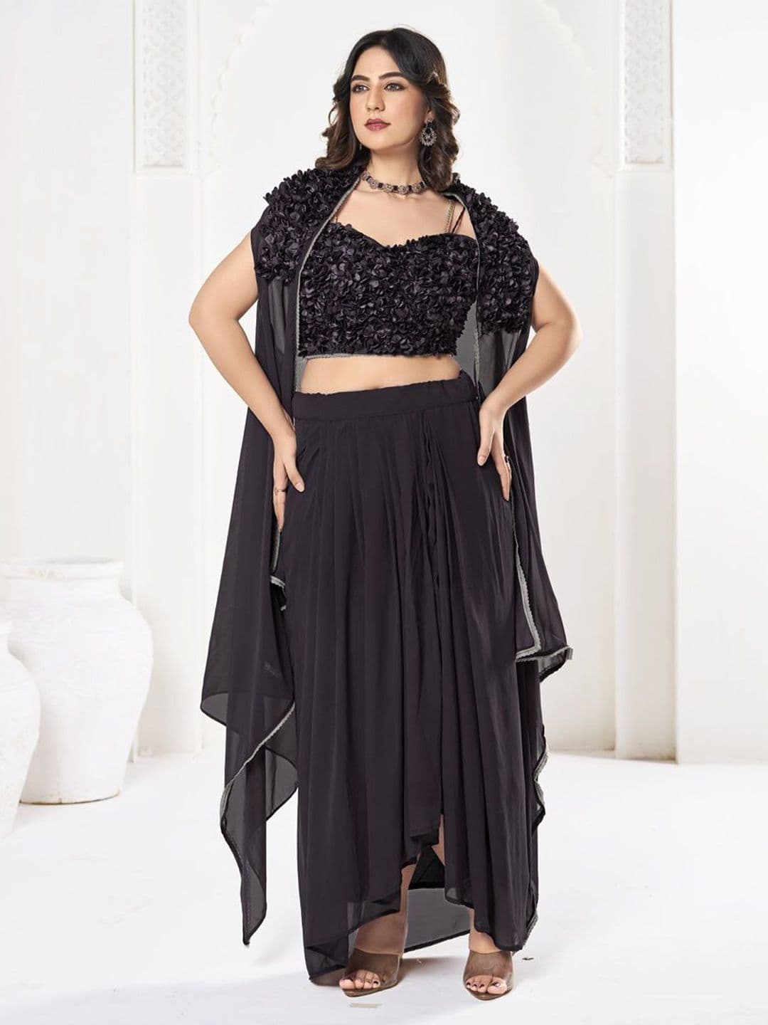 KALINI Embroidered Semi-Stitched Lehenga & Unstitched Blouse With Dupatta - view 1