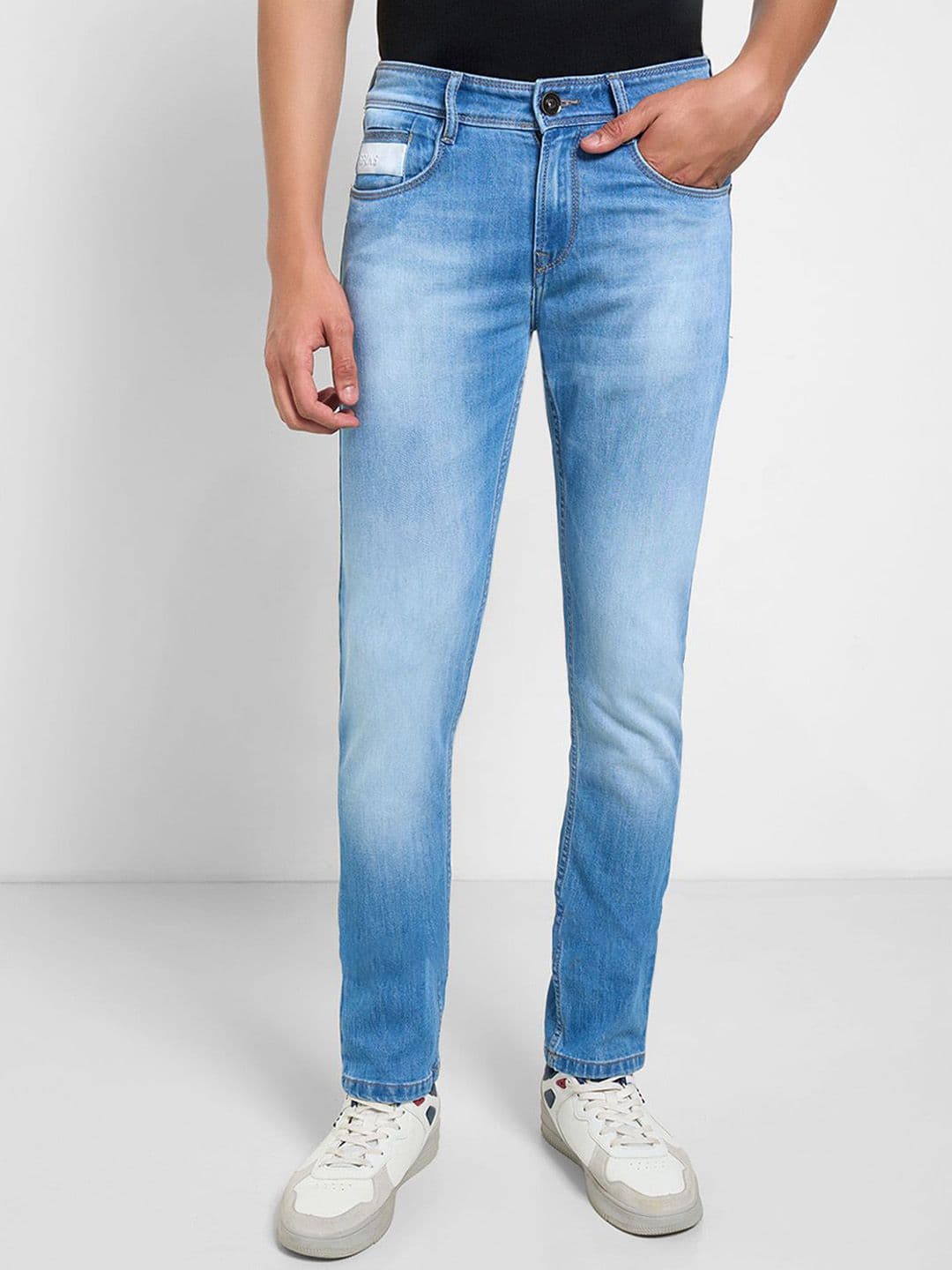 SF JEANS by Pantaloons Men Straight Fit Mid-Rise Heavy Fade Non Stretchable Jeans - view 1