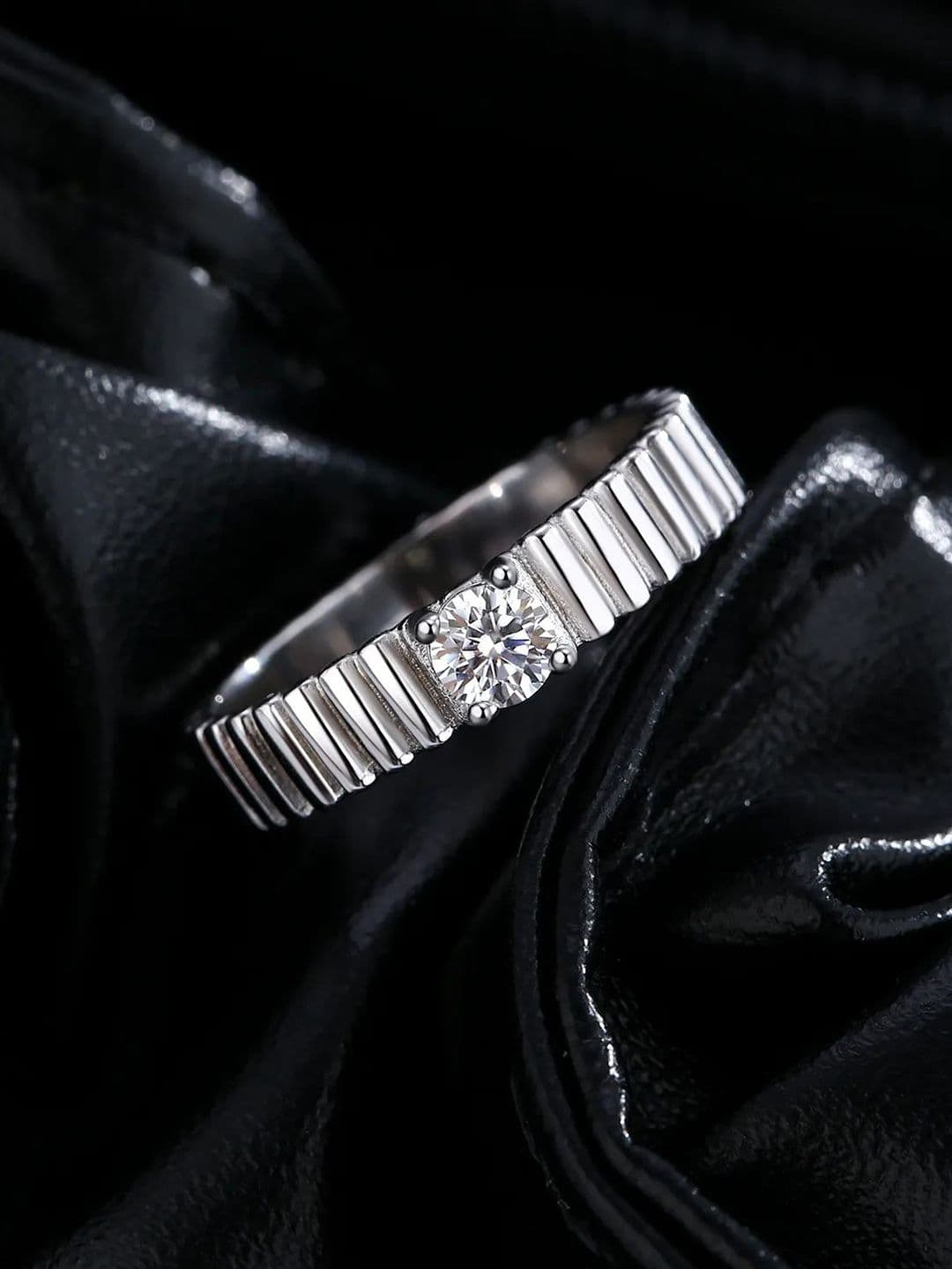 The Roadster Lifestyle Co Men Silver-Plated American Diamond-Studded Finger Ring - view 1