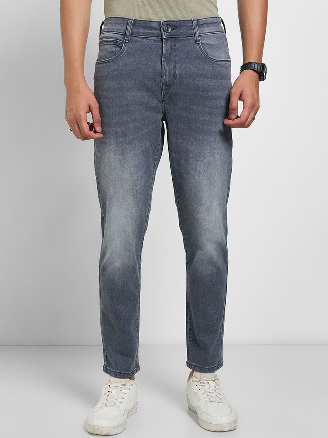 SF JEANS by Pantaloons Men Slim Fit Mid-Rise Heavy Fade Jeans - view 1