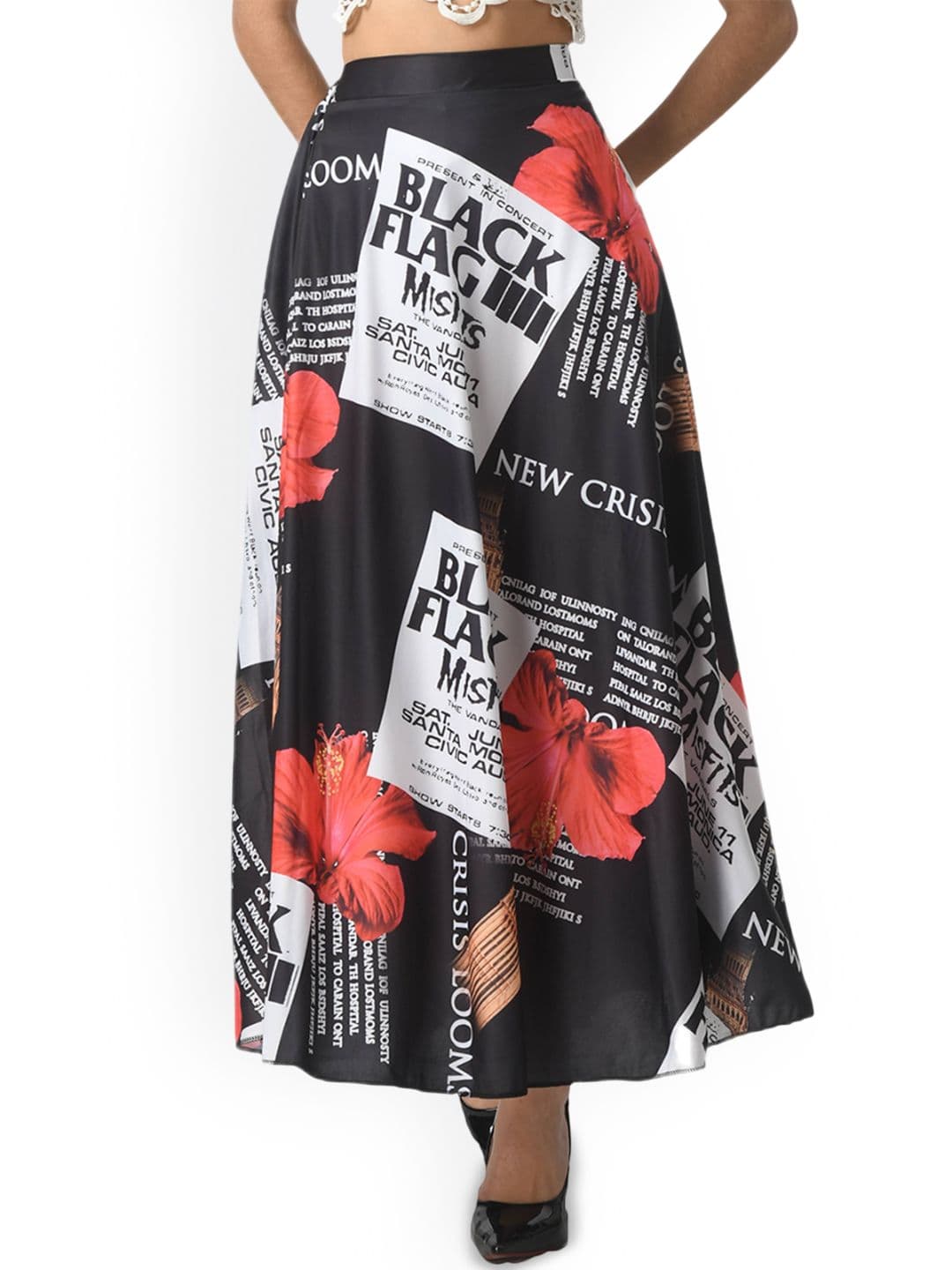 Vagisha Typography Printed Flared Maxi Skirt - view 1