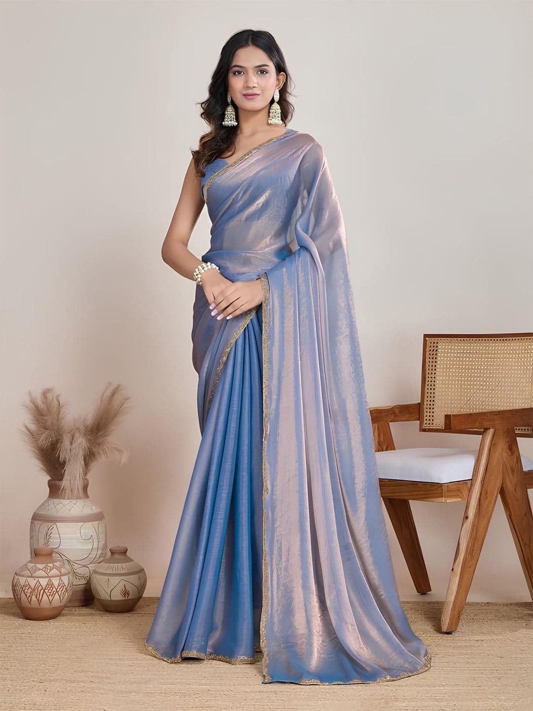 Moda Rapido Beads and Stones Tissue Heavy Work Tussar Saree - view 1