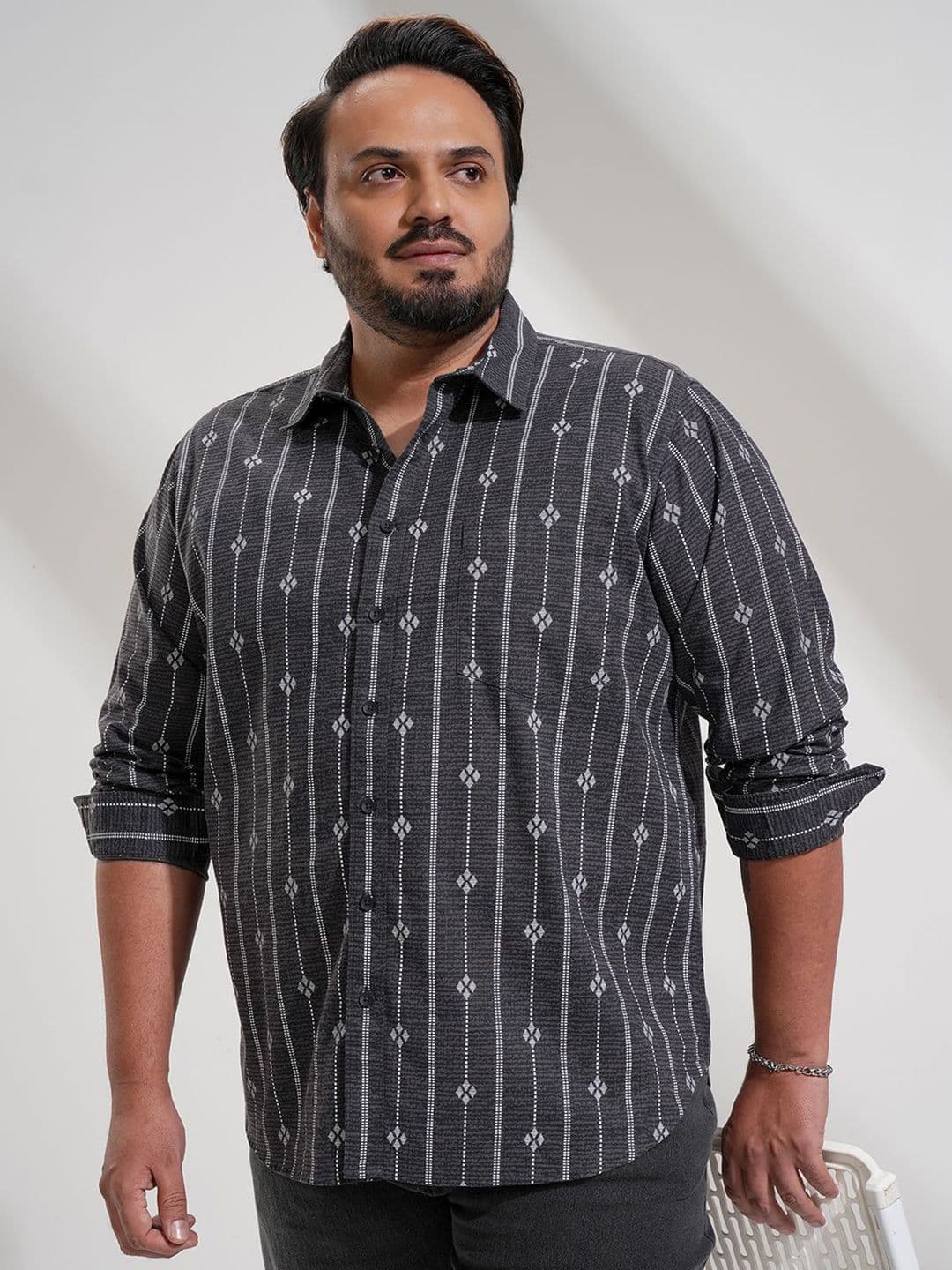 HIGHLANDER Men Comfort Relaxed Fit Floral Printed Cotton Casual Plus Size Shirt - view 1