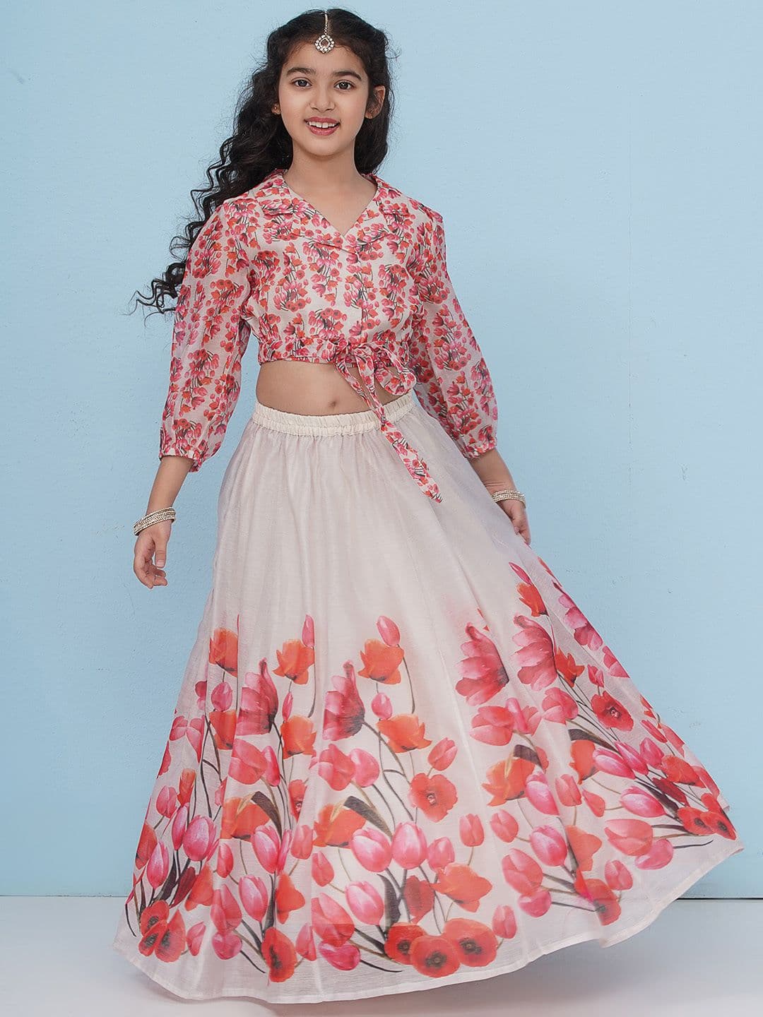 Bitiya by Bhama Girls Printed Ready to Wear Lehenga & Blouse - view 1