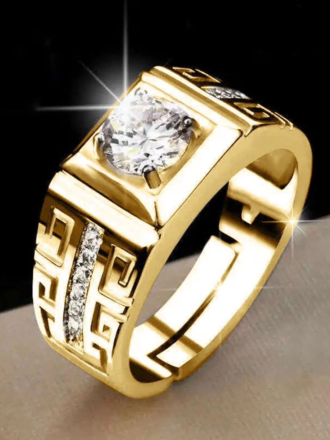 The Roadster Lifestyle Co Men American Diamond-Studded Adjustable Finger Ring - view 1