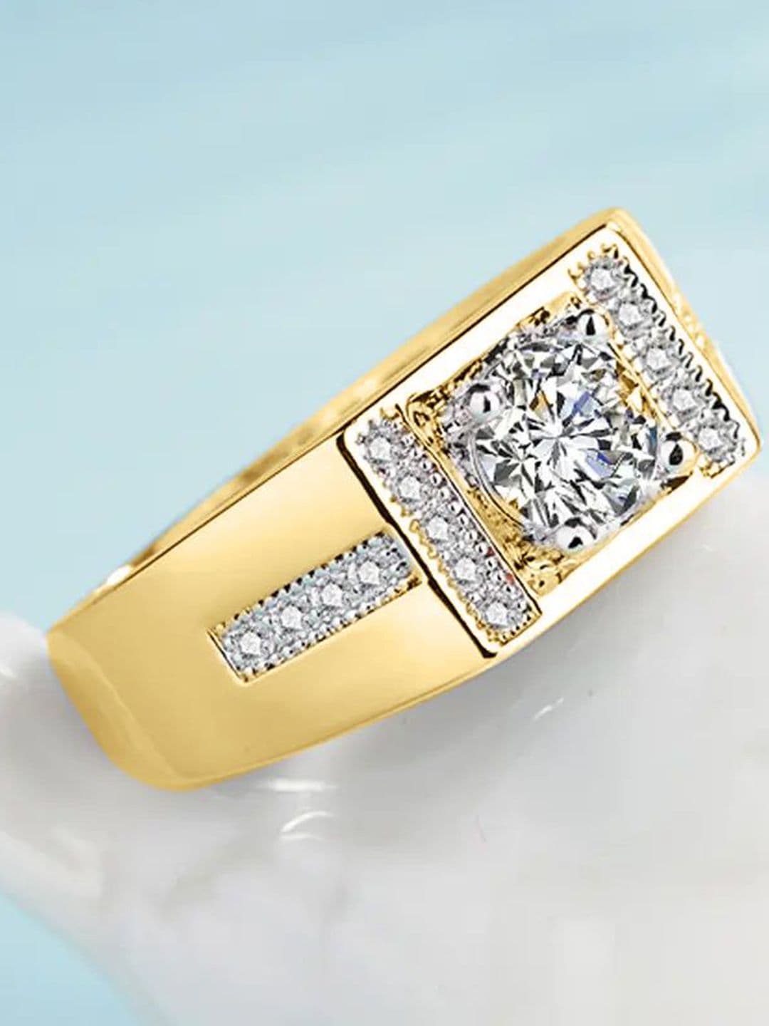 The Roadster Lifestyle Co Men American Diamond-Studded Adjustable Finger Ring - view 1