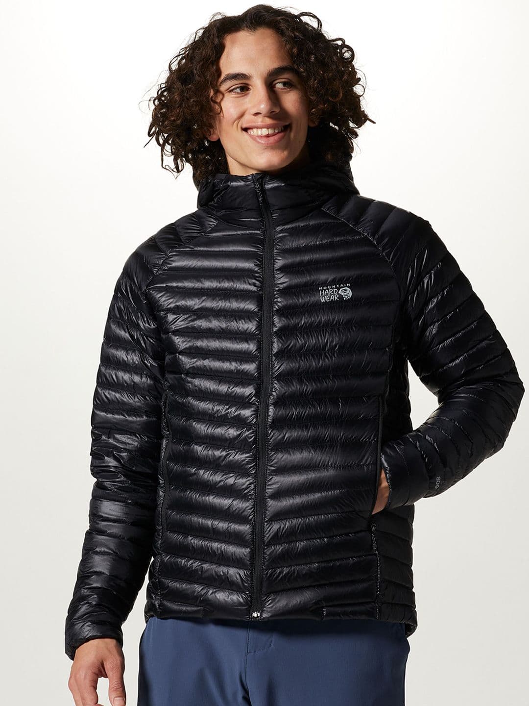 Mountain Hardwear Ghost Whisperer Hoody Striped Mock Collar Puffer Jacket - view 1