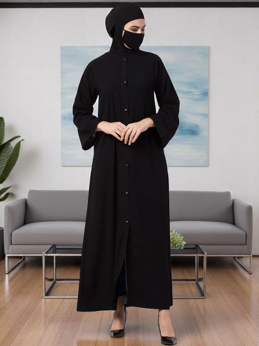 BASHARIYA Front Open Abaya Burqa & Side Pockets With Mouthpiece - view 1