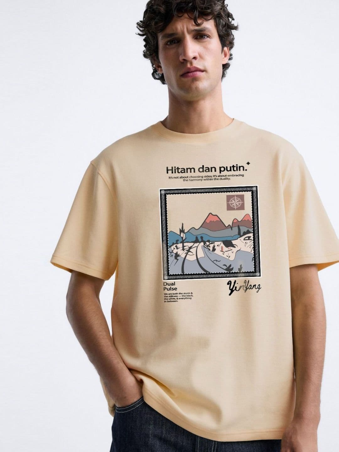 MISCHIEF MONKEY Graphic Printed Round Neck Oversized Cotton T-shirt - view 1
