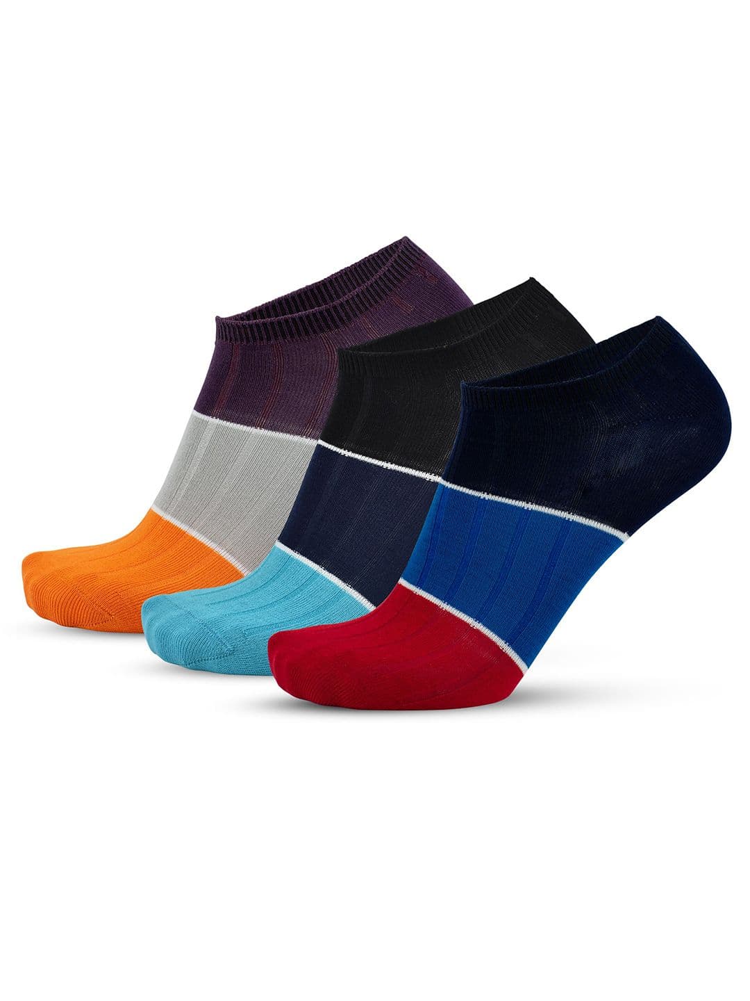 The Sock Street Men Pack Of 3 Colourblocked Ankle-Length Socks - view 1
